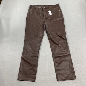Gap Pants Womens 32 14R Brown Vintage slim High Rise Faux Leather